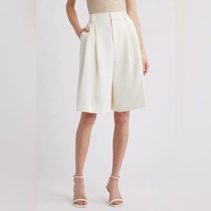 Good American Suiting Longer Length Shorts | Cloud White | Size 12